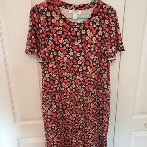 Maternity knit floral dress with flutter sleeves